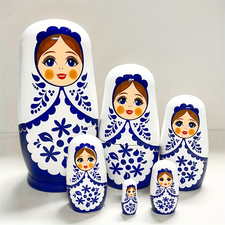 russian nesting dolls set handcrafted wooden Temu Italy