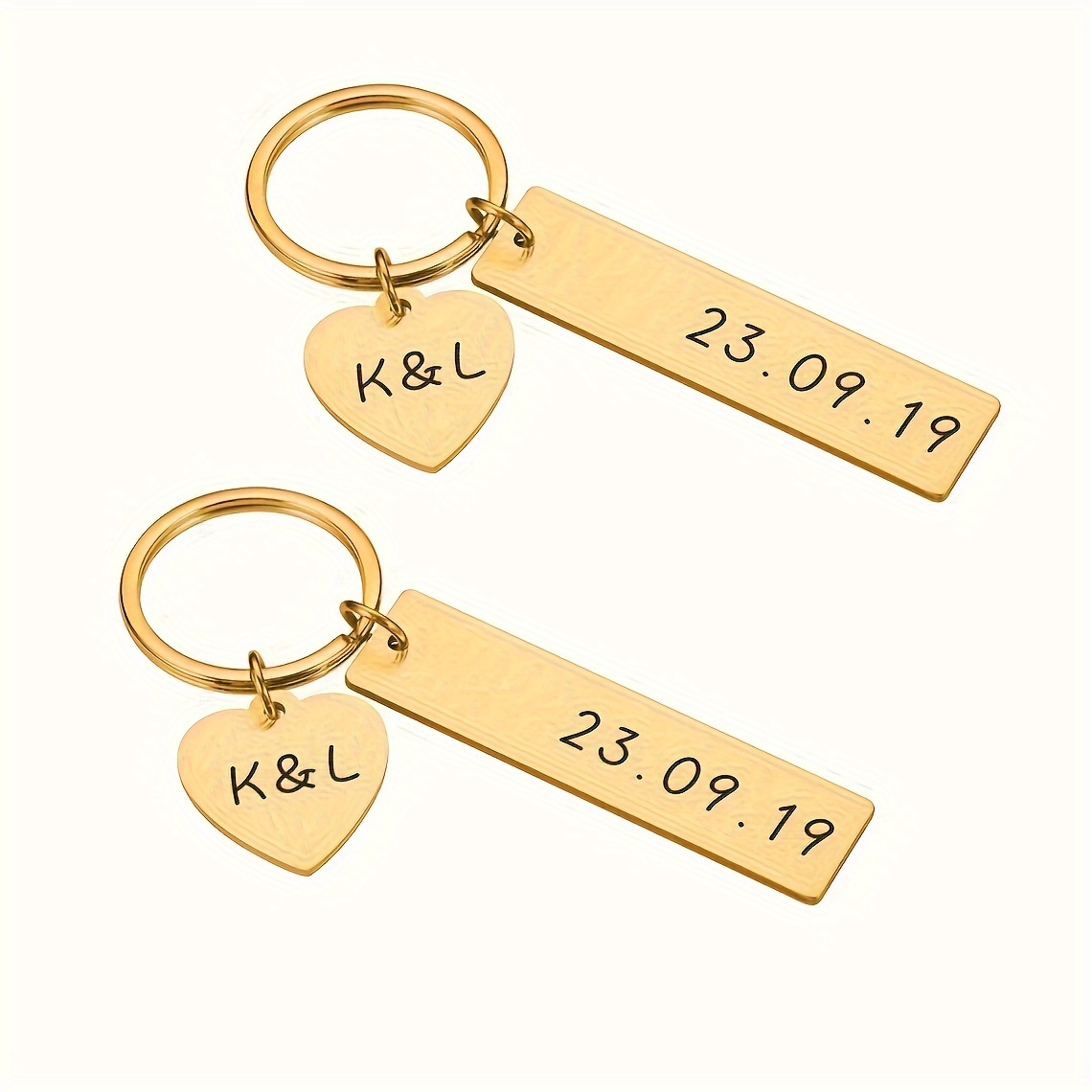 TEMU [customized Product] Stainless Steel Keychain Set, Personalized Couple Charm, Customized Love Keychain, Valentine's Day Gift