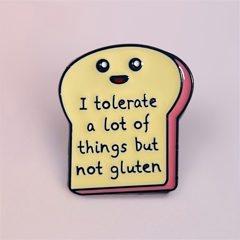 Esshpule "i Of Things Gluten" Cute Bread Brooch Pin - Cartoon-style Alloy Accessory For Gluten-free Lifestyle, Humorous Gift For Awareness