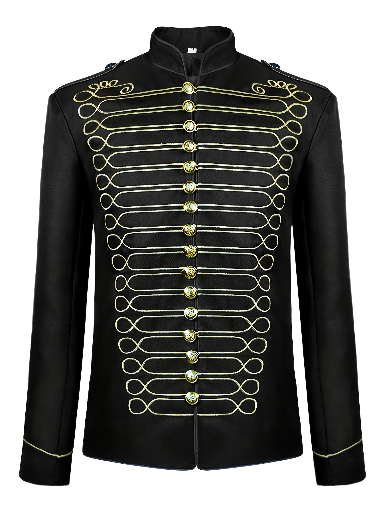 new   century mens jacket retro gothic   shifter stage performance top embroidered polyester button up regular fit non stretch fabric with stand collar for historical costume