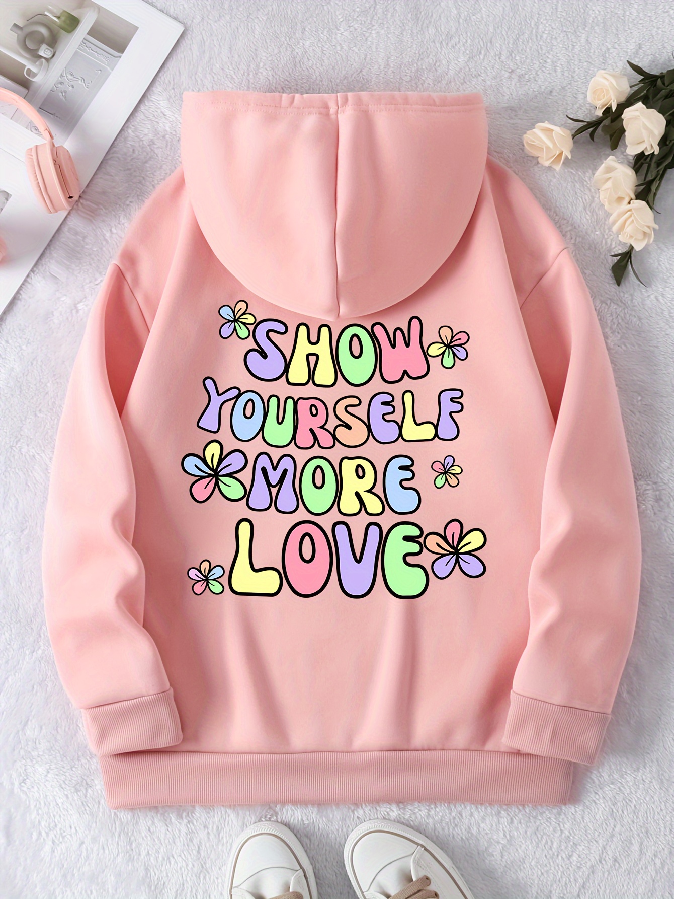 Letter Embroideries Loose Hoodie