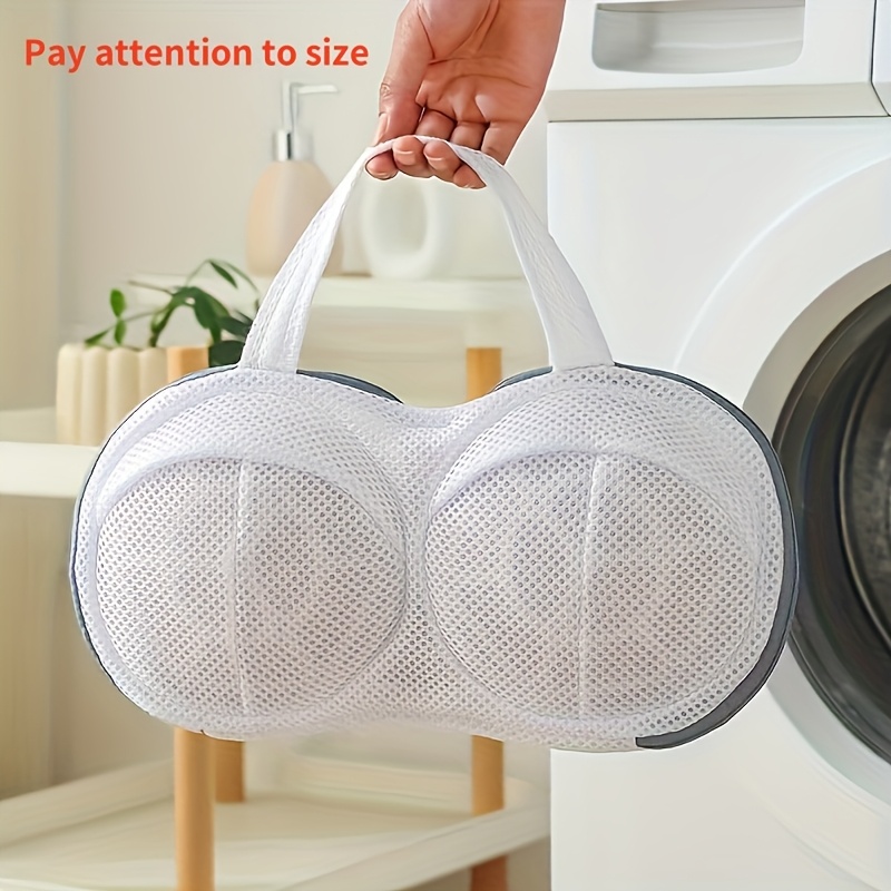 

1pc Premium Bra Laundry Bag, Anti-deformation, Washer Safe Underwear Care Pouch, Knit Fabric, Zipper Closure, Round Shape, Canvas Material, Laundry Bags