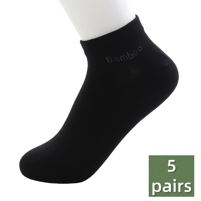 TEMU 5 Pairs Of Bamboo Rayon Bamboo Rayon Ankle Socks, Men's Casual Socks, Breathable Lightweight Dress Socks, High-quality Solid Color Socks