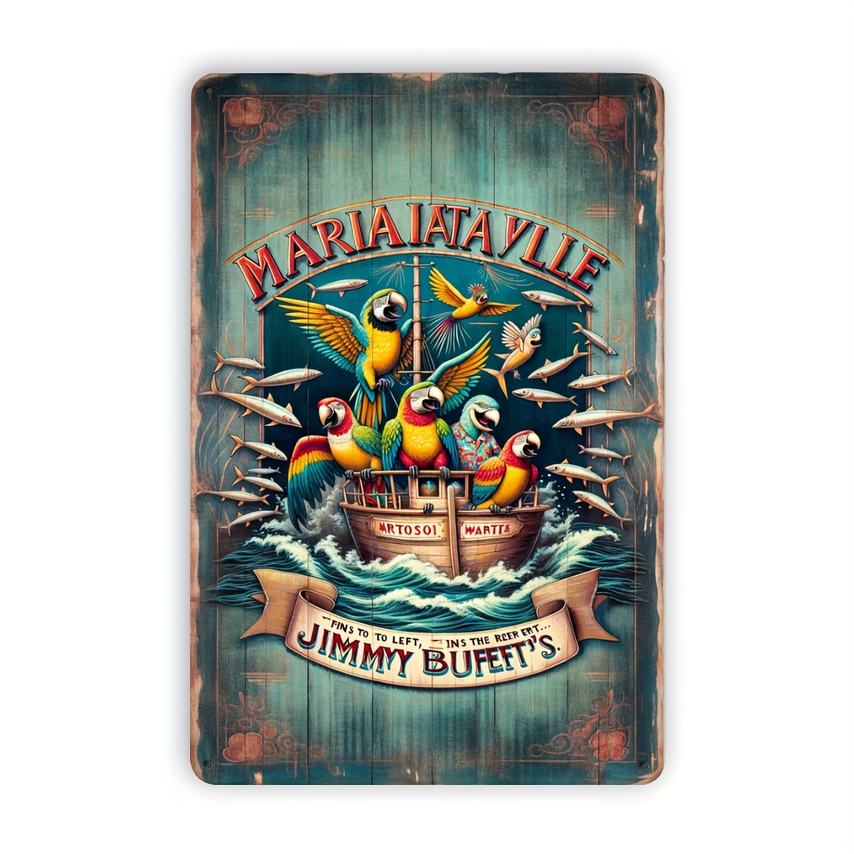 

1-pack Aluminum Metal Sign With Parrot , Buffett's Margaritaville Themed Wall Art, Circular Foil Engraving Decor For Home, Kitchen, Bar, Pub, Cafe, Farmhouse, Bathroom & Party Supplies