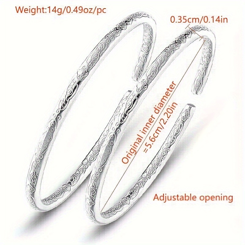 Bohemian Style S925 Silvery Open Bangle Bracelet