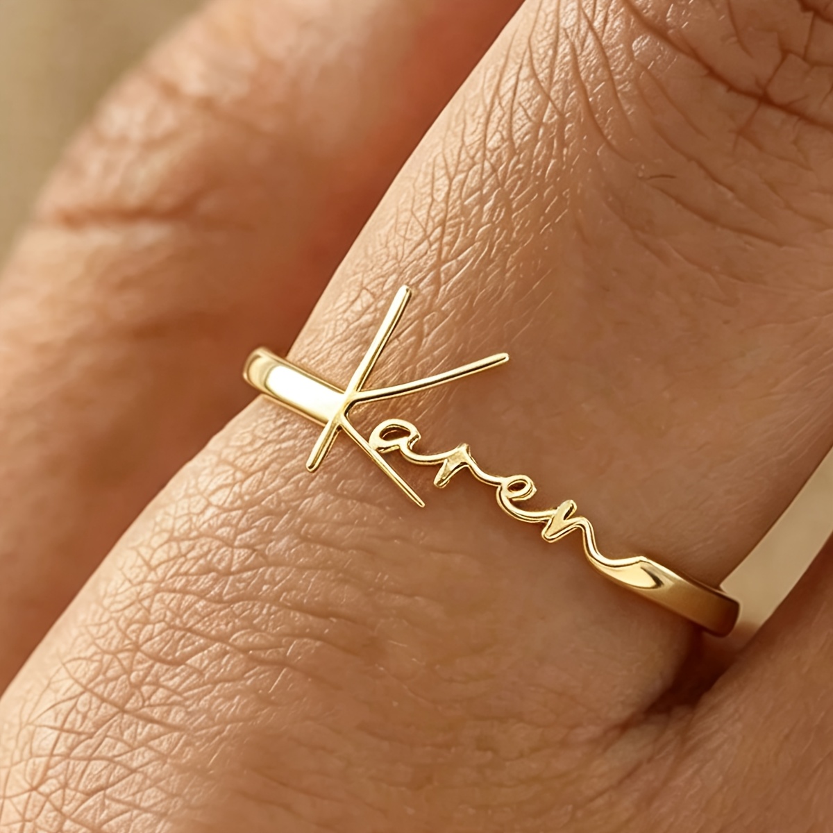 TEMU 1pc Men's Fashion Custom Name Ring; Classic Trendy Custom 304 Stainless Steel Letter Ring, Sizes 7/8/9/10: Men's Personalized Jewelry; Men's