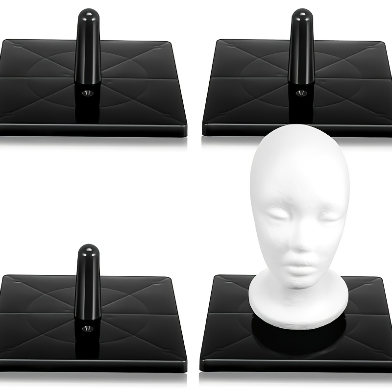 TEMU 4pcs Non-tip Square Foam Mannequin Wig Head Stands With Suitable For Tabletop Display, Salon, Travel, Wig & Hairpiece Holder For Hair Hats,
