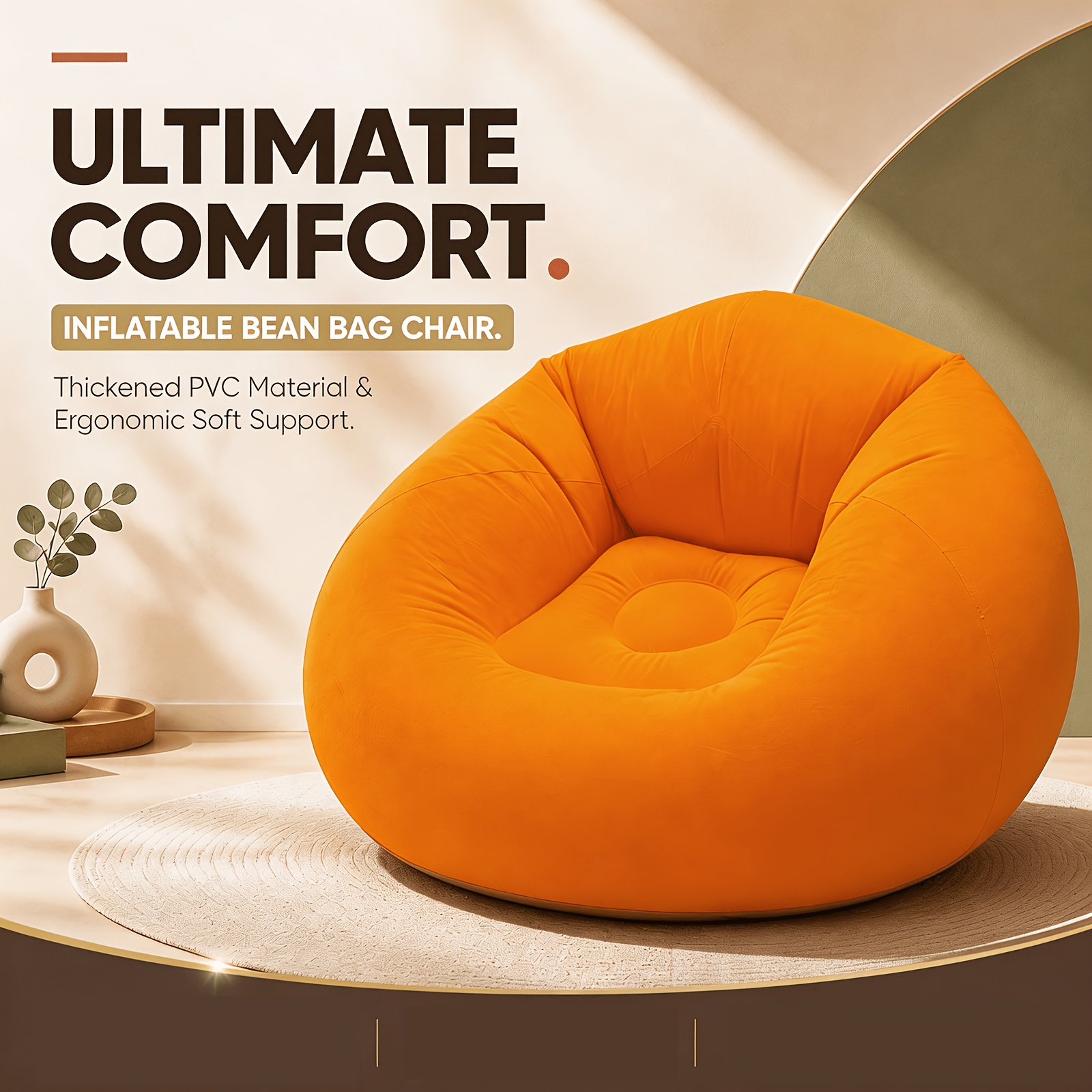 TEMU Pouf canapé gonflable en PVC épais et durable - Fauteuil lounge ultra- et confortable, à l', adapté à de multiples : maison, jardin et camping