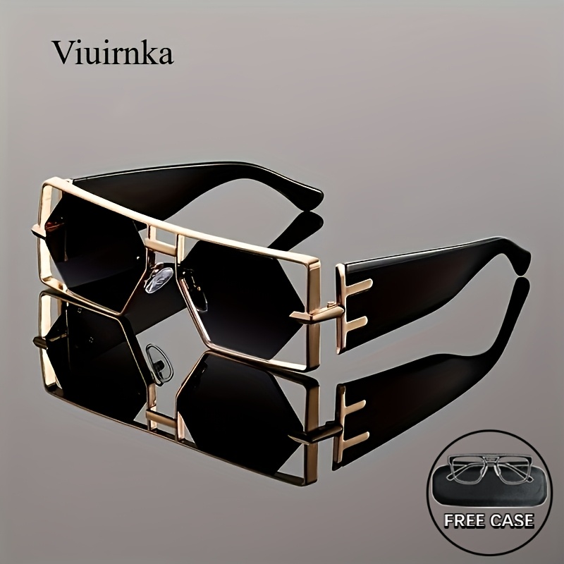 Oversized Square Metal Frame Sunglasses UV Protection Wrap Around ATB Large Fit Over Sunglasses, UV Protection, Safety Cover  main image 2
