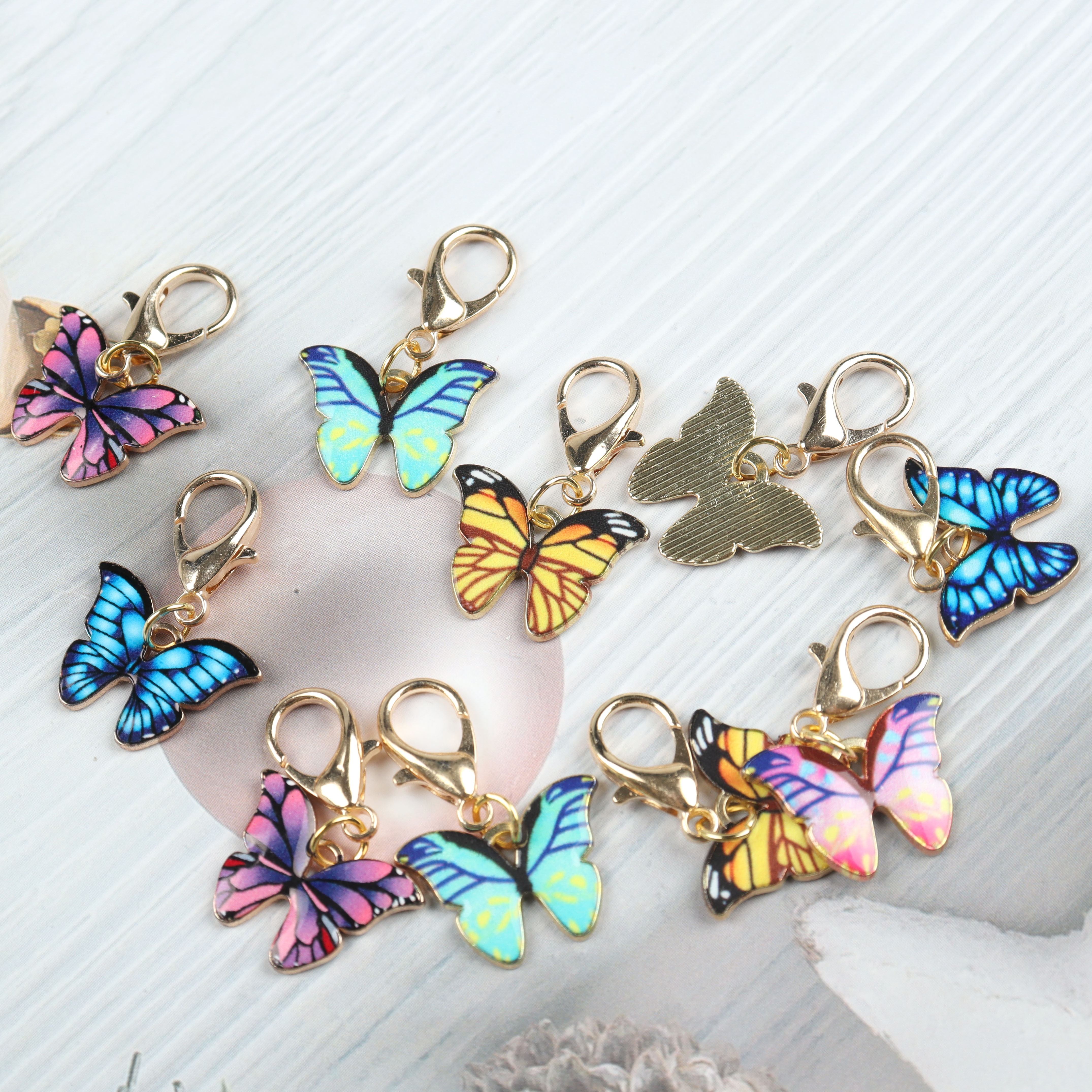 

10pcs Cute Butterfly Keychains With Lobster Clasps - Zinc Alloy, Fashionable Mini Butterfly Charms For , Assorted Colors