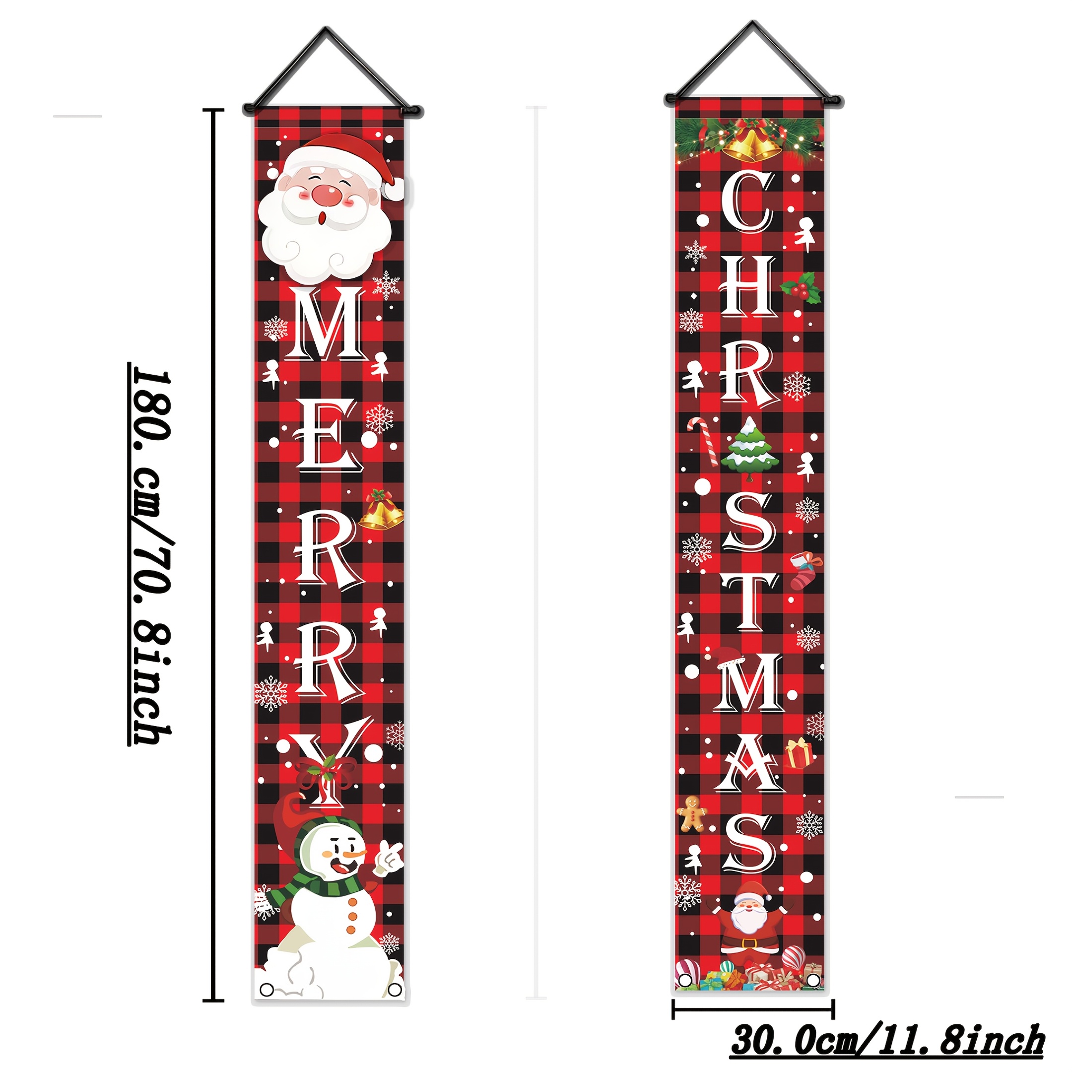 TEMU 2d Door Banner Large Santa-themed Door Banner For Christmas, Measuring 70x11 Inches, Made Of Durable Polyester. Suitable For Indoor And Outdoor