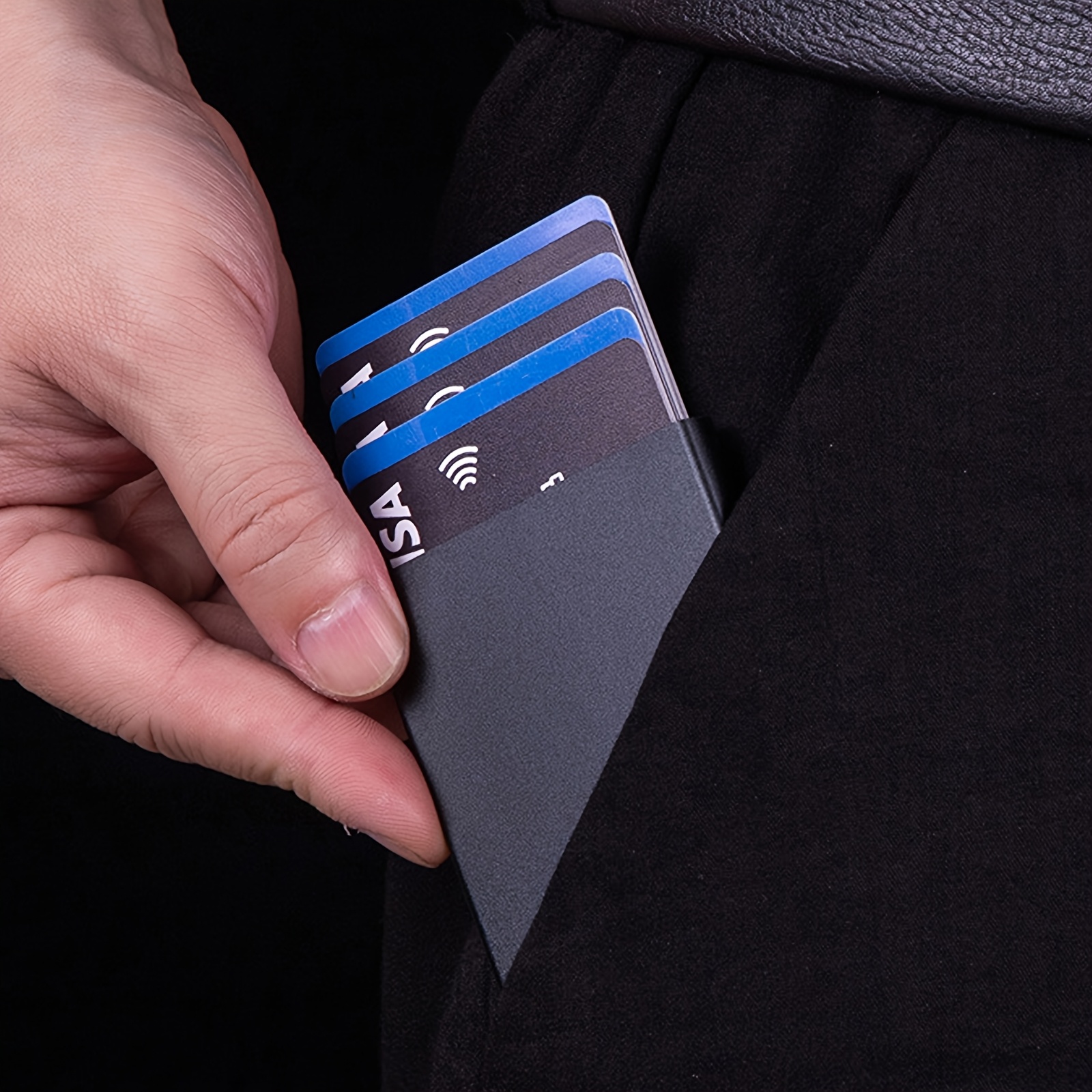 1 Men's Aluminum Card Holder Id Rfid Credit Card Holder Automatic Pop-up Bank Card Case Smart Detachable Mini Card Holder Holiday Gift Dad Daily Use Valentine's Day gift