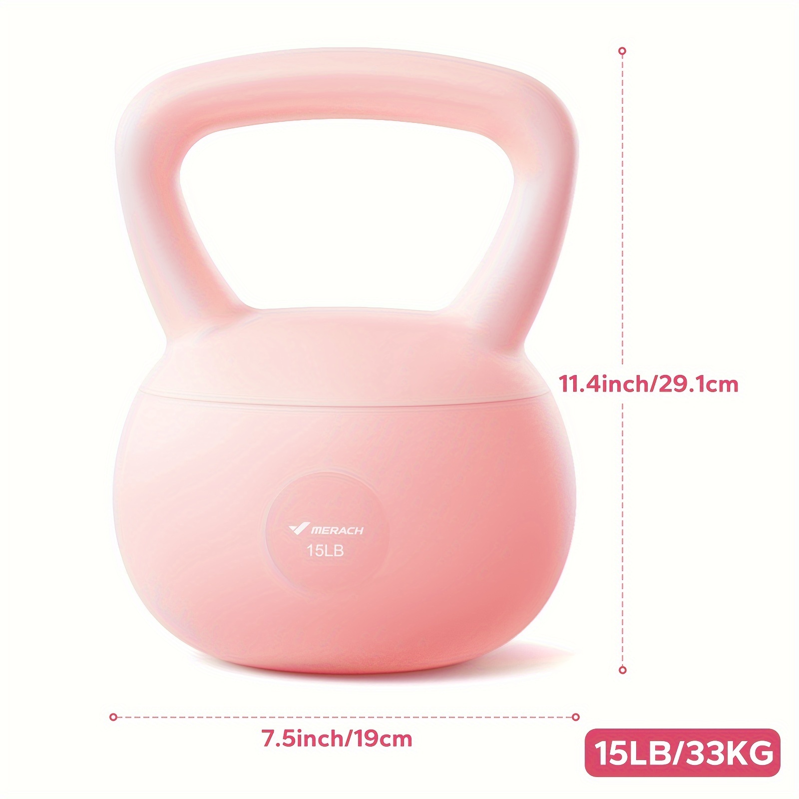 TEMU MERACH Kettlebell Souple, Poignée Large Antidérapante, Base Horizontale Rembourrée, Rempli de Sable Fin, Kettlebell Premium pour un Entraînement