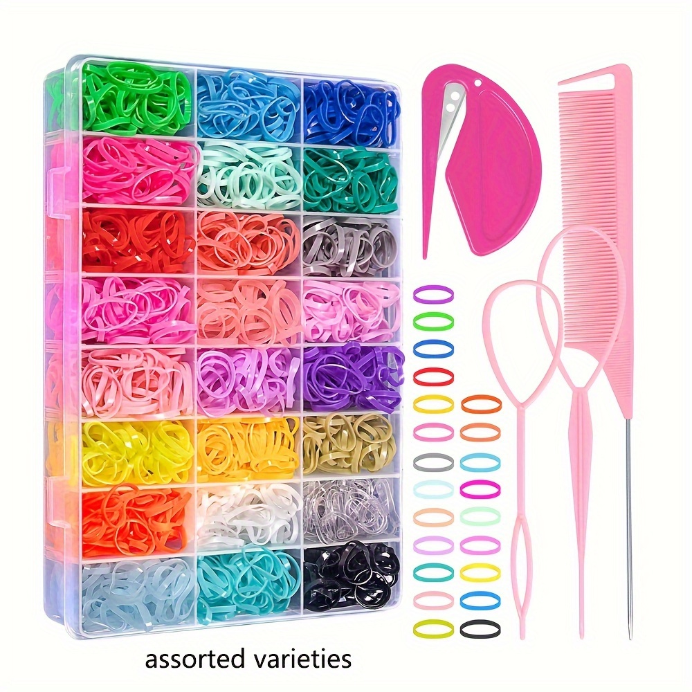 TEMU 1600pcs Fashion Hair Ties Set - Ponytail Holders In 24 7 Styling Tools For, - Durable Synthetic Hair Accessories Kit