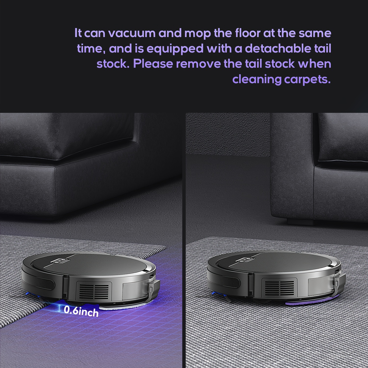 robot vacuum and mop combo app 2 in 1 robot vacuum cleaner 4000pa suction scheduled cleaning automatic recharge for pet hair low carpet details 7