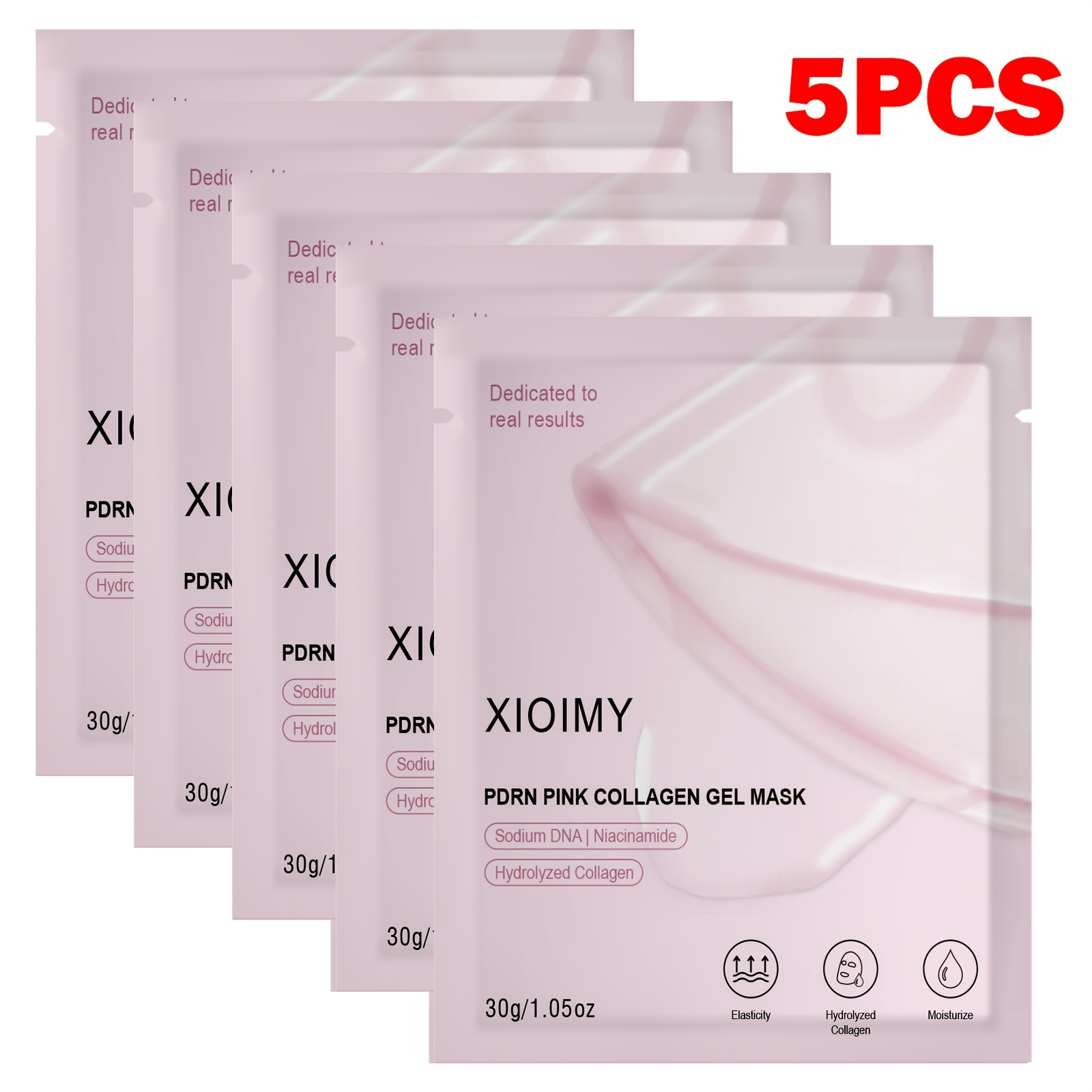 Image of 5pcs Salmon Dna Pink Collagen Mask | Overnight Face Mask For Skin- Elasticity, Hydrating, Firming And Moisturizing, Collagen Facial Mask, Facial Care