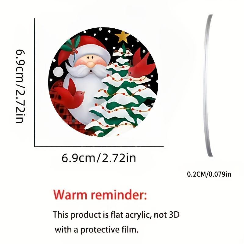 TEMU 2pcs Santa Claus Pattern Acrylic Car Coasters, Non-slip, Waterproof, Durable, Suitable For Car, Office, And Home Desk Cup Holders