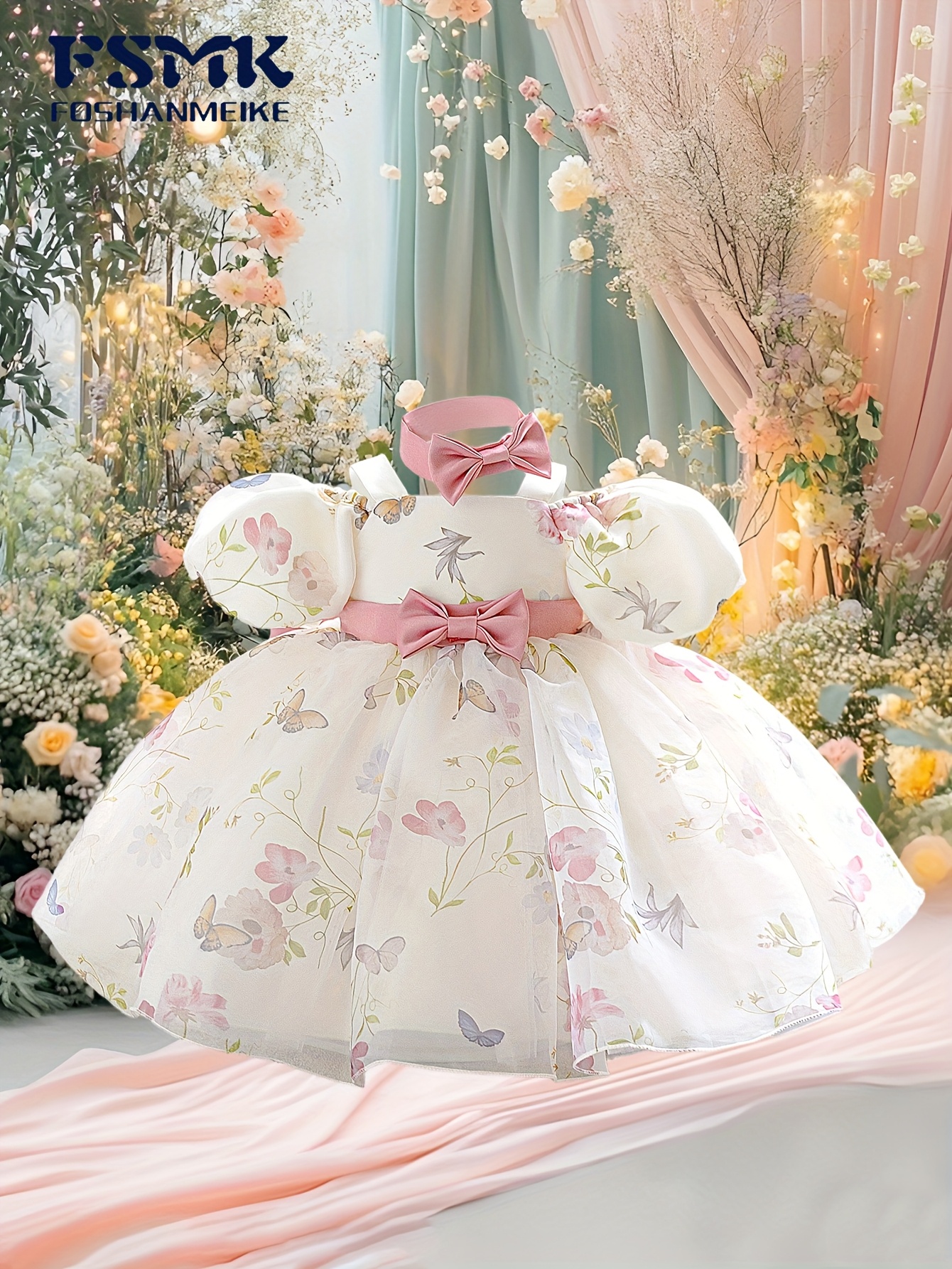 conjunto de peças para meninas de verão: vestido casual floral