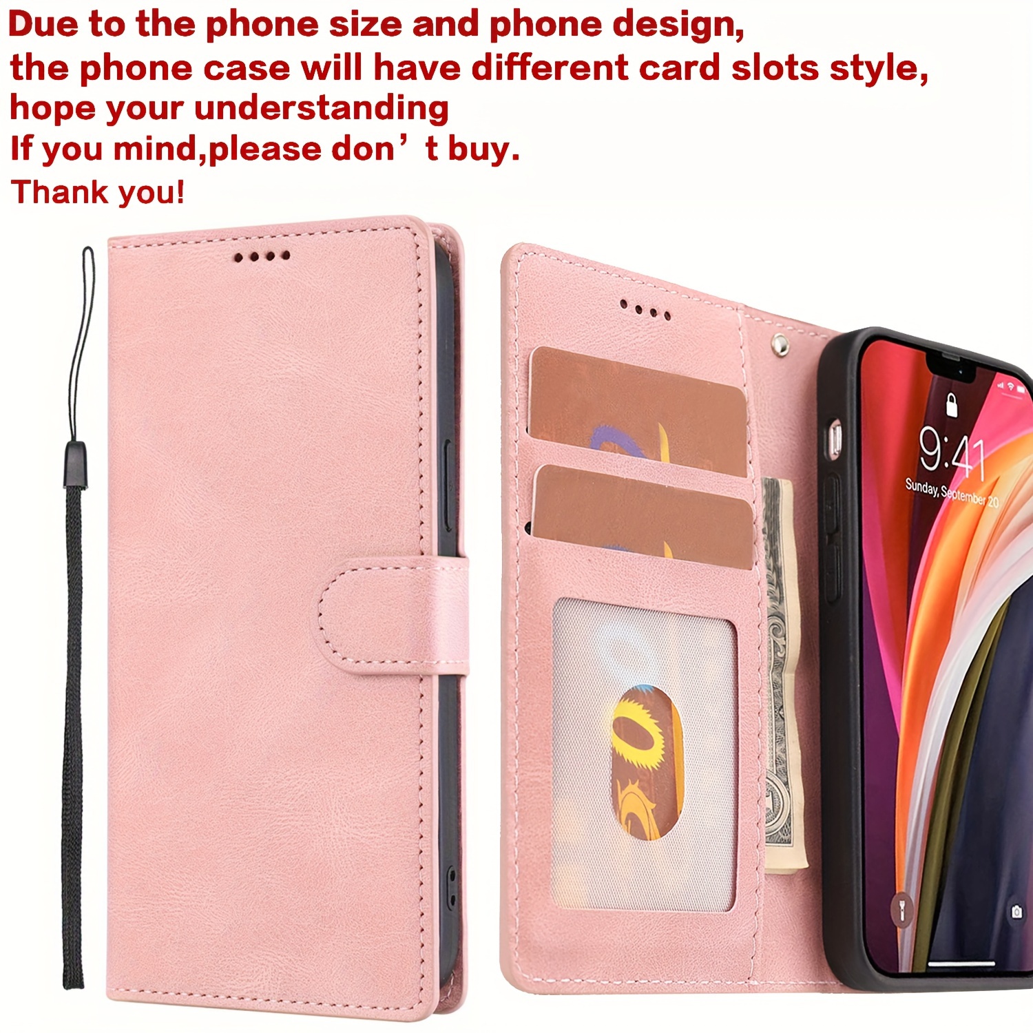 Funda Teléfono Billetera Cuero Imitación Lujo Iphone 14 13 - Temu