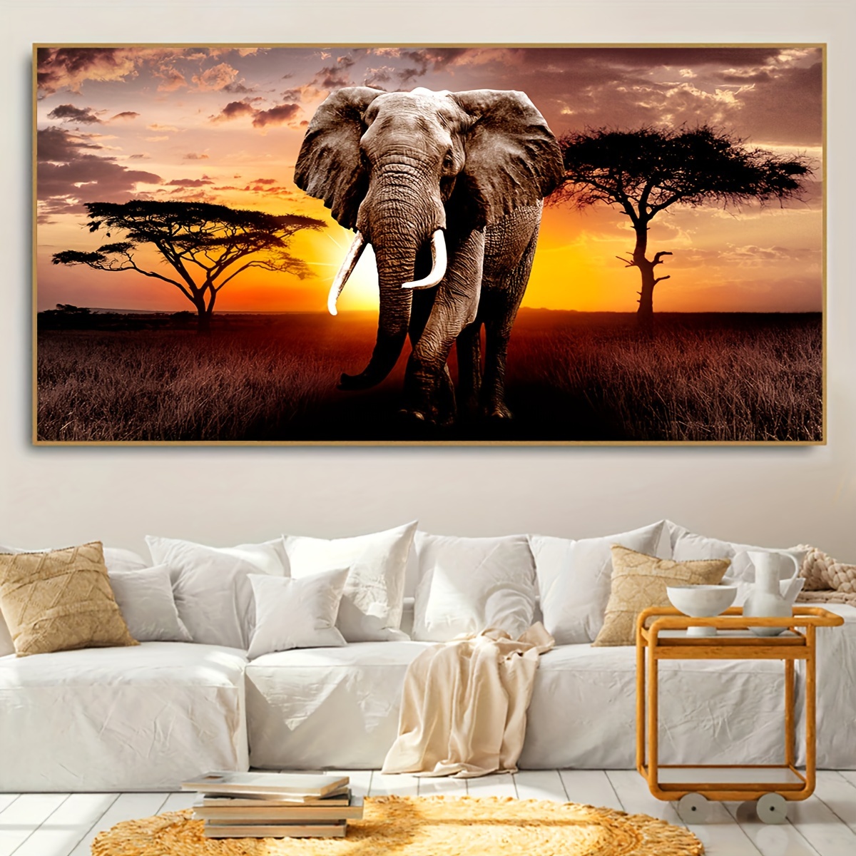

1pc Unframed Canvas Poster, Modern Art, Animal Elephant, Ideal Gift For Bedroom Living Room Corridor, Wall Art, Wall Decor, Winter Decor, Room Decoration