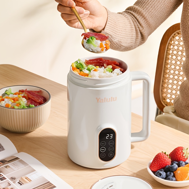 Yalulu Portable Electric Hot Cup, Multi-functional Stew Pot, Electric Hot Water Cup Pot, Rice Cooker, Can Boil Water, Stew Soup, Cook Rice, 33.81oz Capacity, Ceramic Glaze Liner, Smart Touch Screen, Small And Convenient, Suitable for Multiple
