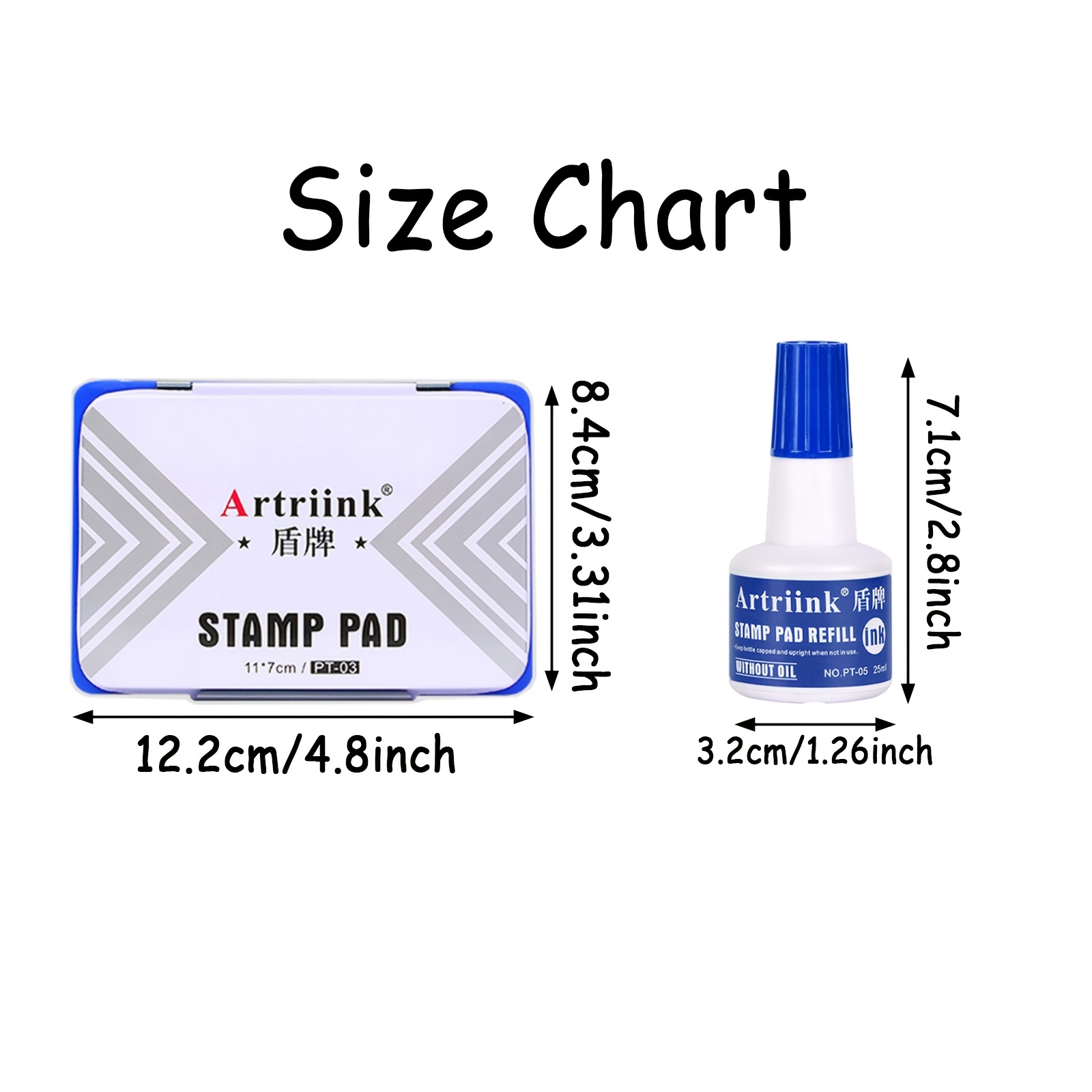 3pcs Set Iron Lid Ink Pad with 2 x 25ml Ink