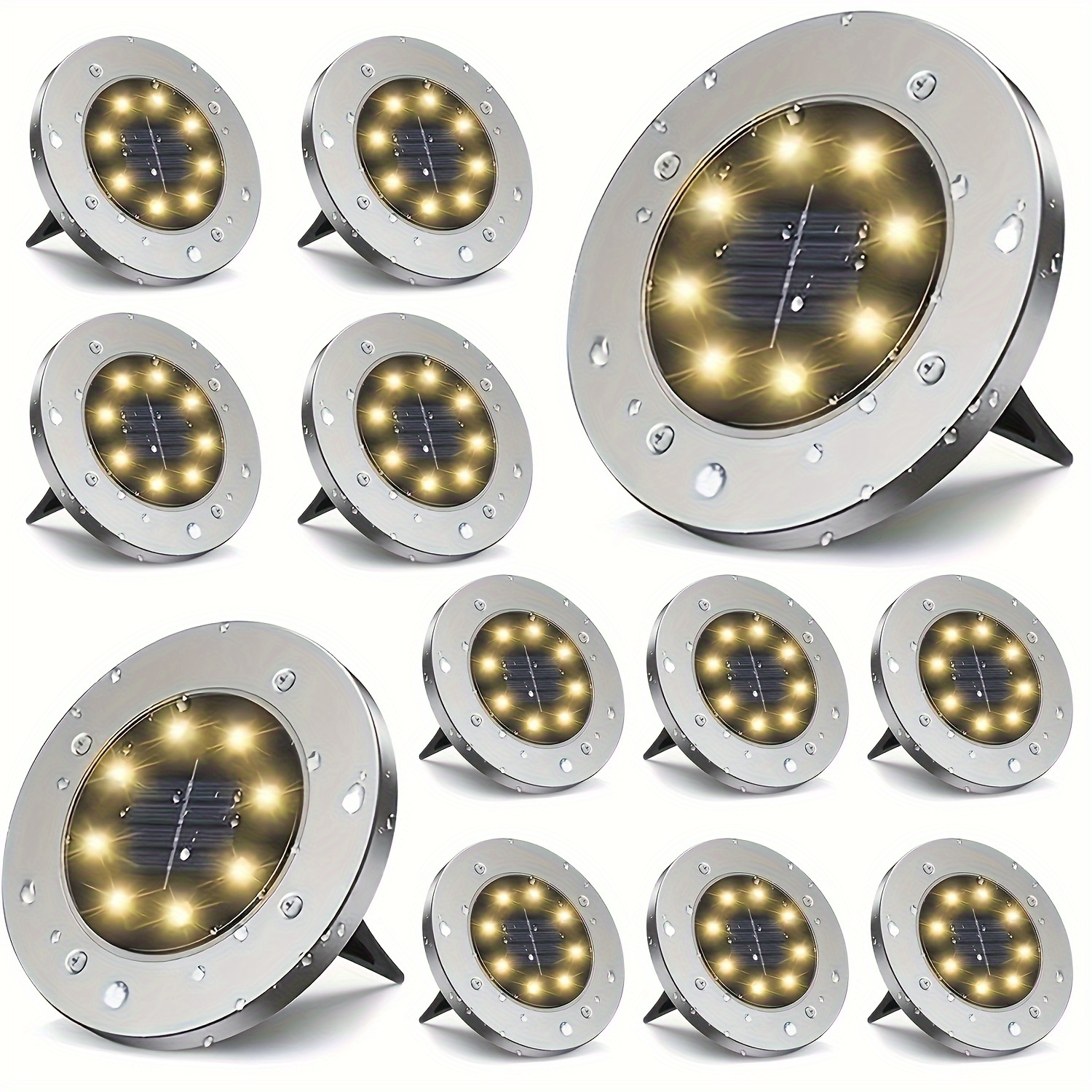 Image of 4/8/12pcs Solar Buried Lights, Solar Powered Garden Lights, 8led Upgraded Outdoor Floor Lights, Suitable For Landscape Lights, Courtyards, Decks, Lawns, , Walkways, Holiday Decoration Buried Lights