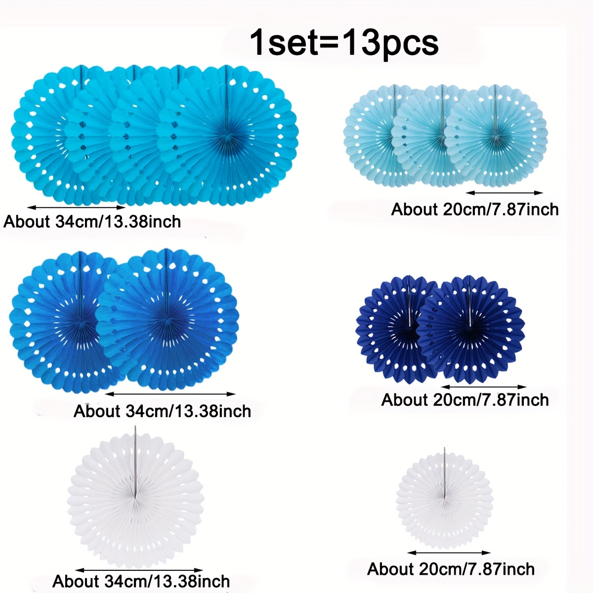 1set-13pcs Paper Flower Fan Set, Used For Party Activities/birthday Parties/wedding Arrangements And Other Hanging Arrangements, Used For Indoor Ceilings/walls Or Outdoor Decorations