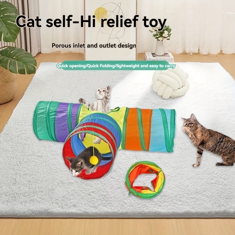 

Collapsible Cat Tunnel Toy, Colorful Cat Tube Toy Hide And Seek Cat Game For Indoor Cats Kittens