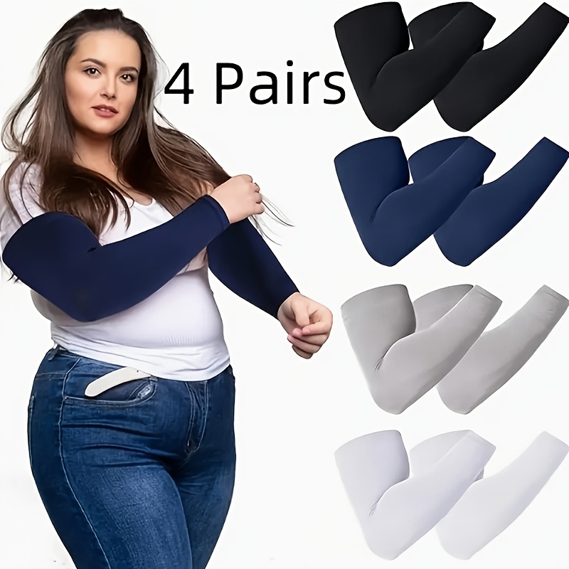 TEMU 4 Pairs Of Plus Size Sleeves, Breathable And Heat-resistant Nylon Compression Gloves, Suitable For Tattoo Protection