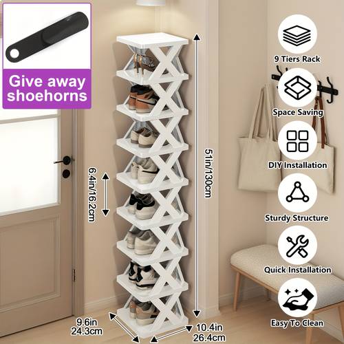 9 6 tier shoe rack space saving vertical shoe organizer for entryway bedroom hallway living room dorm stackable plastic shoe storage shelf easy assembly multi color options