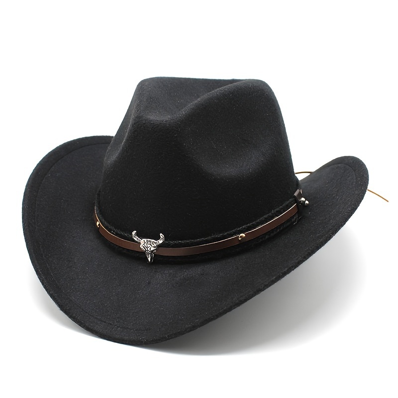 TEMU Western Cowboy Upturned Hat, Tibetan Felt Hat, Detachable Emblem Accessory, Plateau Ethnic Style Outdoor Hat