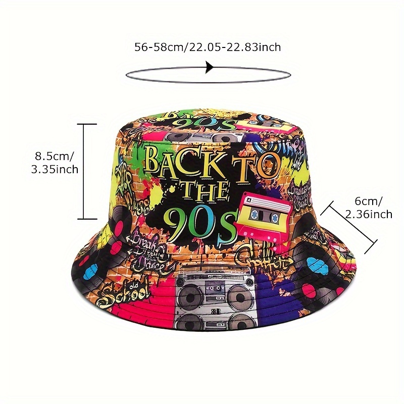 80s 90s Colorful Print Bucket Hats Reversible Lightweight - Temu