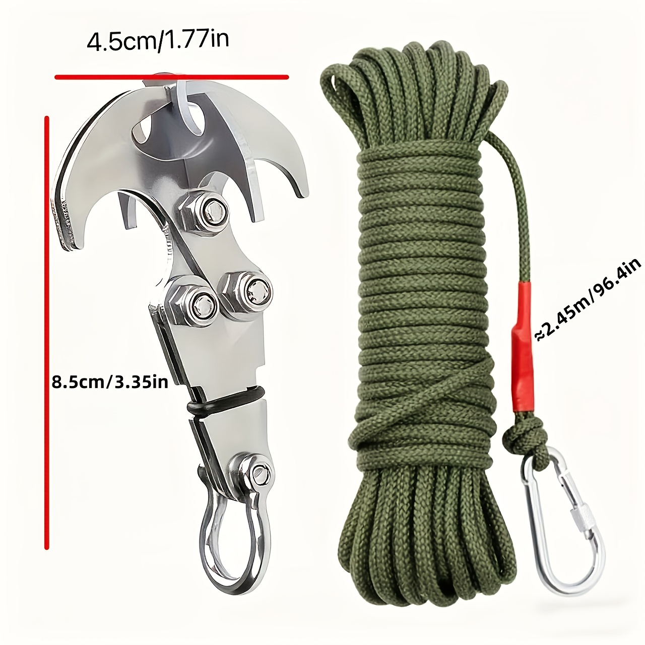 E-shop 2er-Set: Edelstahl-Klapphaken – Langlebiges Vier-Krallen-Design für Wandern, Camping, Kleidung, Seile & Outdoor-Ausrüstung