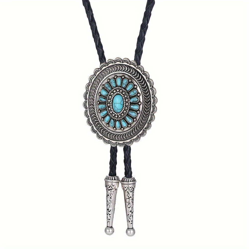 TEMU A Western High-end, Exquisite And Blue Gemstone Bolotie Tie Decorative Gift For Men And Women