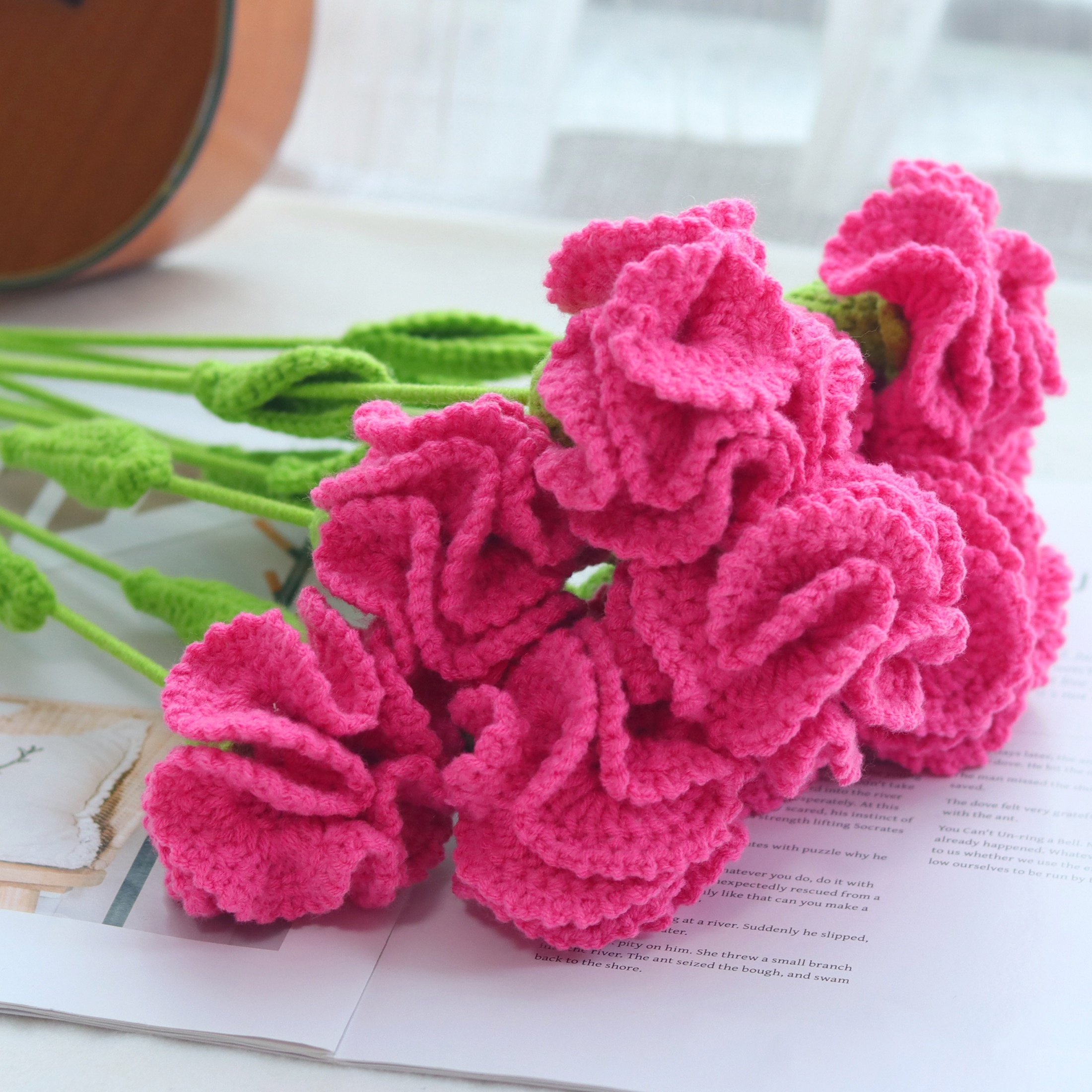 Hook knitted cheapest flowers, handmade