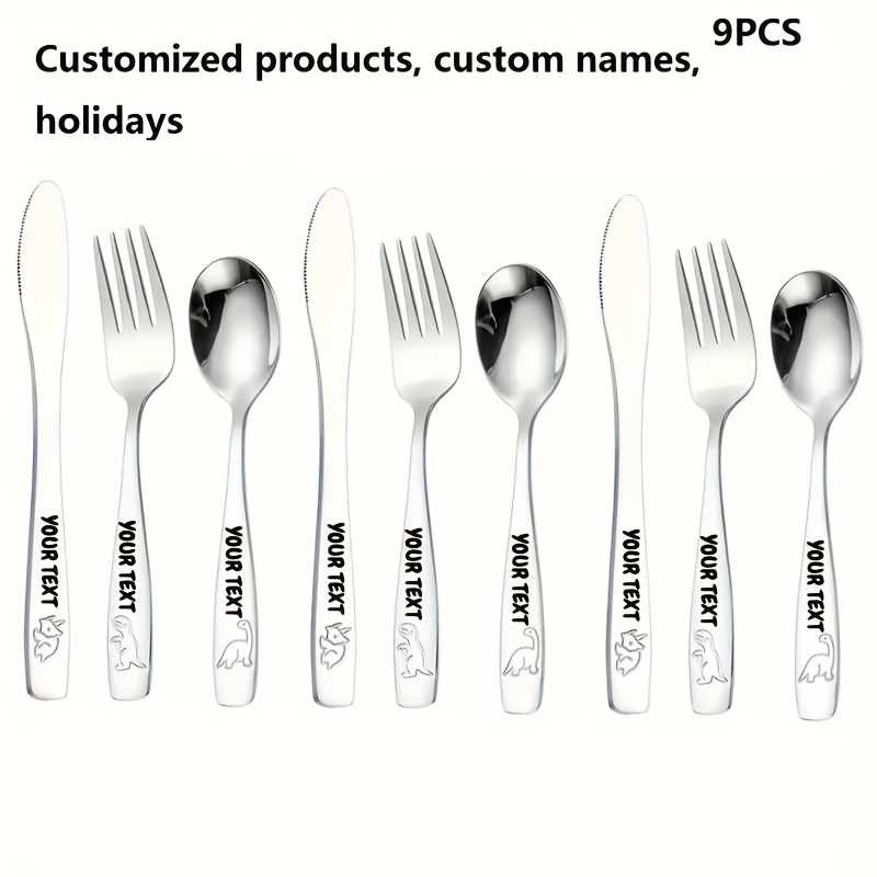 personalized stainless steel cutlery set   name   12 dinosaur pattern set including knife   and teaspoon suitable for   dining and special occasions Product details 4