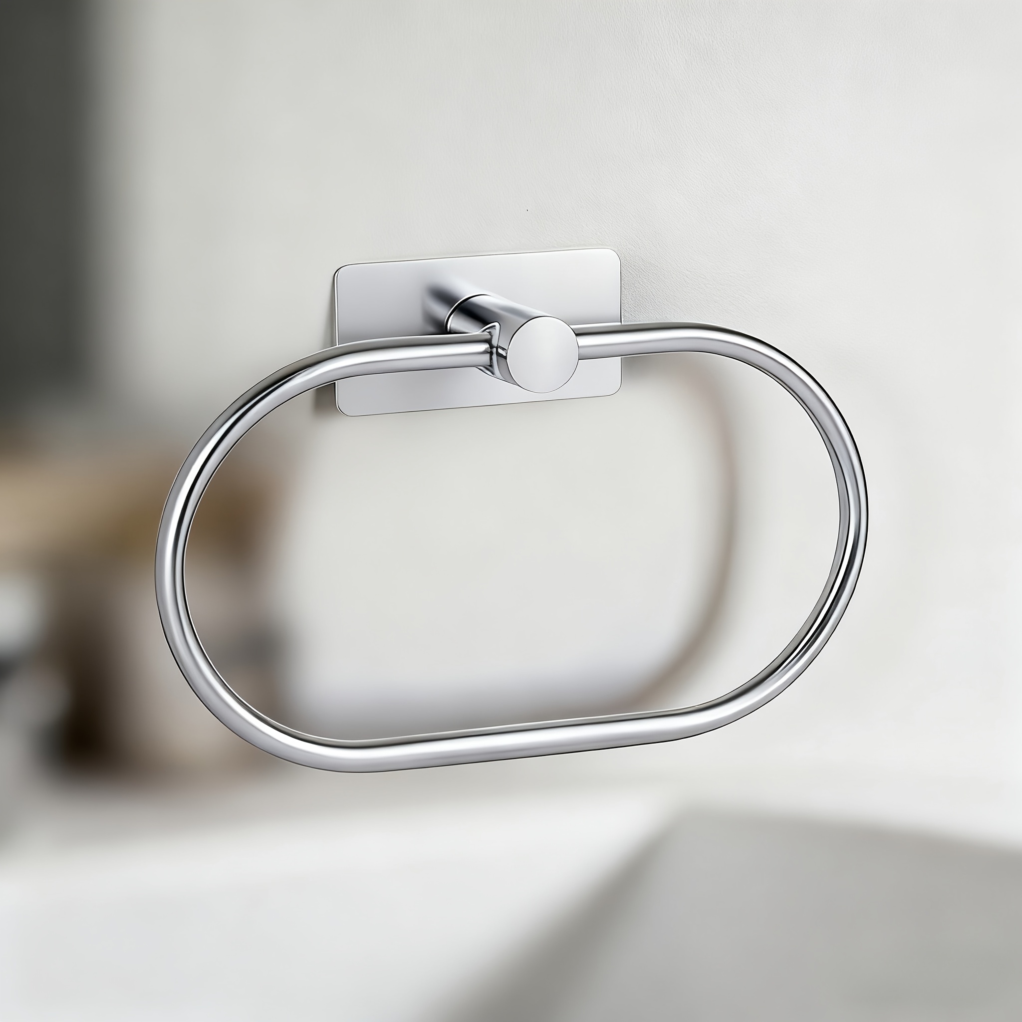TEMU Stainless Steel Towel Rack, Towel Ring, Foldable Up To , Wall-mounted Without , Strong Adhesive Back, Suitable For Towel Storage, Bath Towel