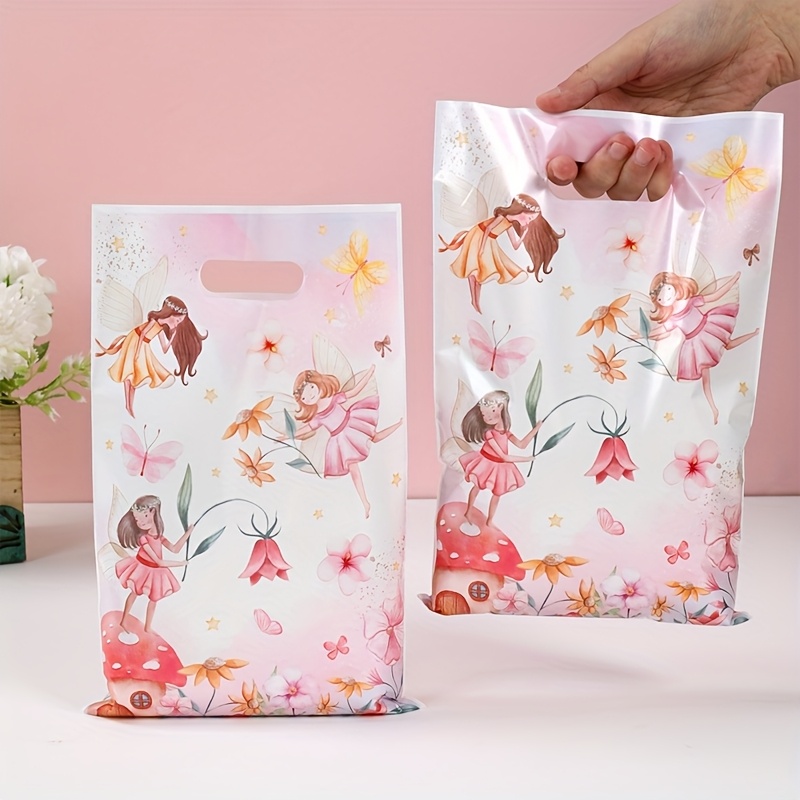 

50pcs Fairy Plastic Candy Bags, 16.5x25cm, & Wedding Party Favor, Fairy-themed Event Handheld Gift Packs For Girls, 1st Birthday Party Supplies