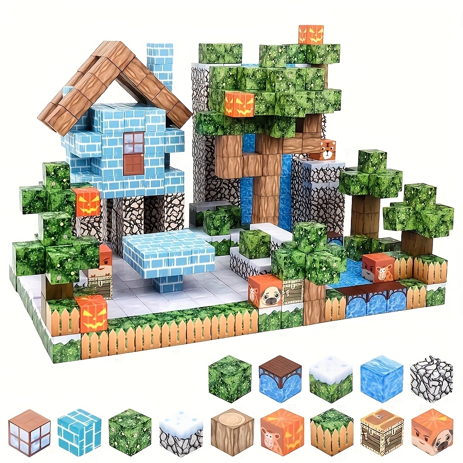 100pcs Forest-Themed Magnetic Building Blocks