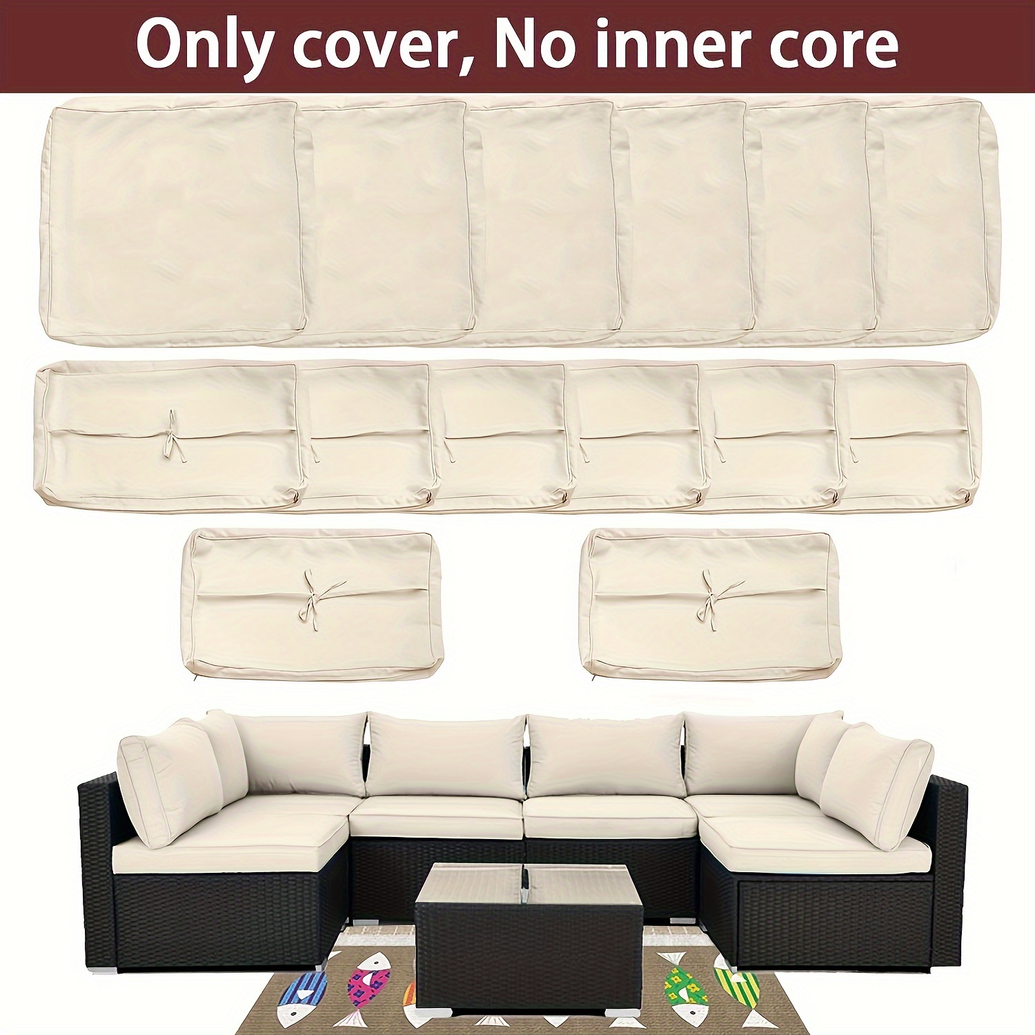 14pcs Outdoor Cushion Slipcovers Waterproof Zippered Covers To Refresh Your Patio Furniture