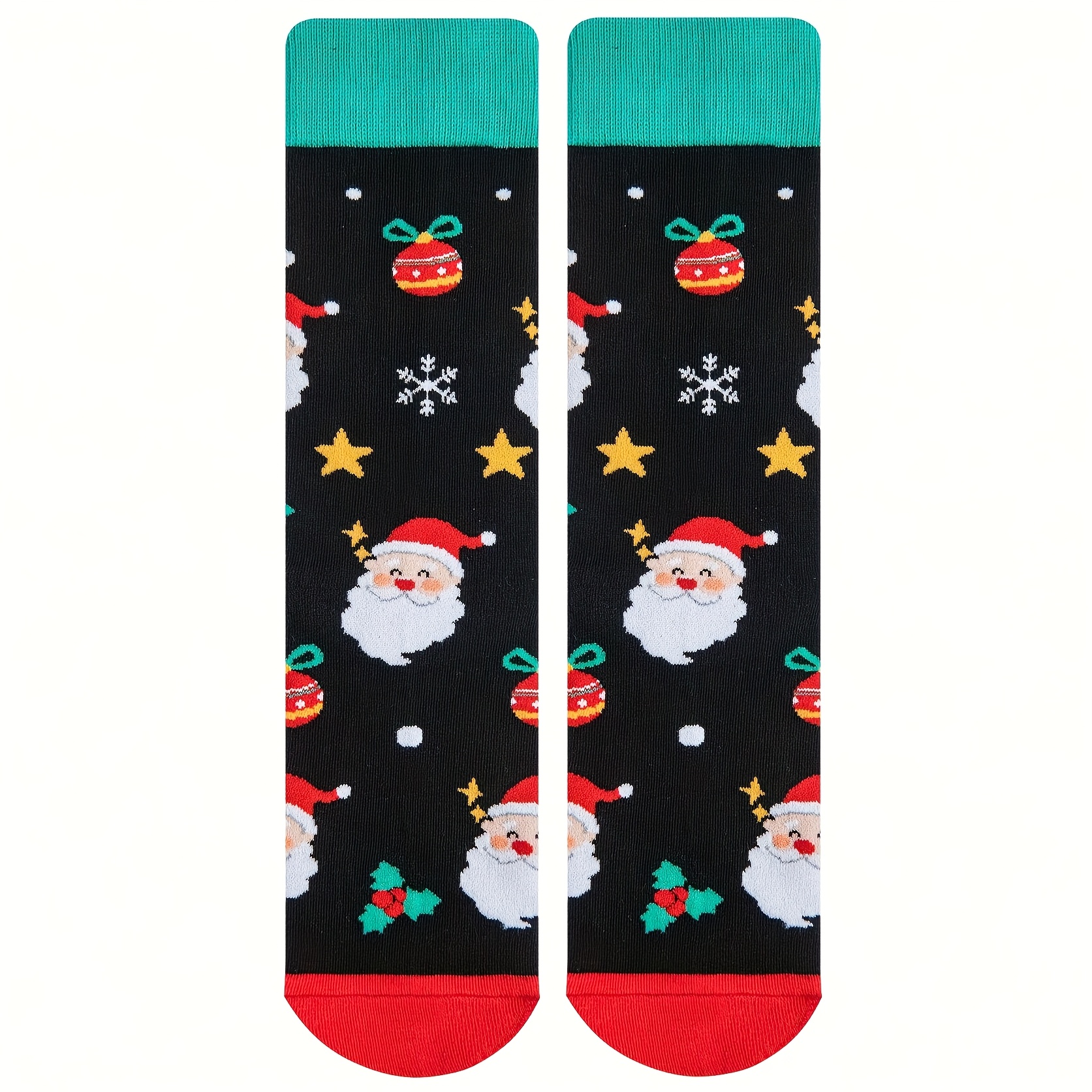 TEMU 1 Pair Of Men's Socks, Creative Christmas Gift With Cute Santa Claus Pattern, Comfortable And Breathable Mid-calf Socks, Women's Long Socks And