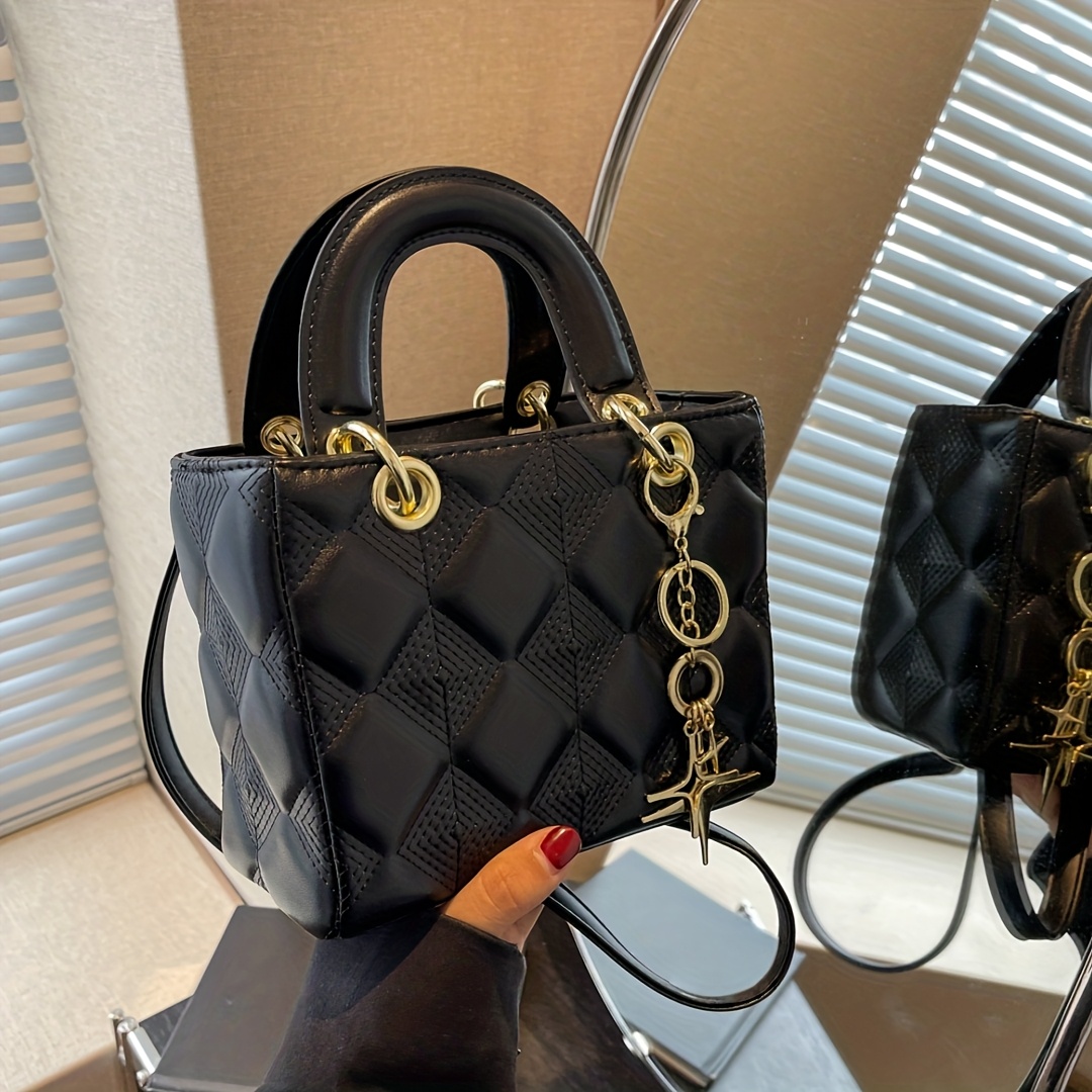 Image of Women's Elegant Small Square Handbag & Crossbody Bag With Detachable Strap - Lipstick/coin Purse, Zipper Closure, // For Parties, Weddings, Everyday - (handheld Or Shoulder Carry)