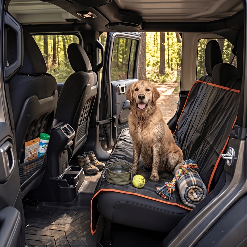 TEMU Compact Dog Car Seat Cover, Lightweight Single Layer Pet Backseat Protector, With Fashionable Orange Trim, Washable Travel Dog Mat, Suitable For