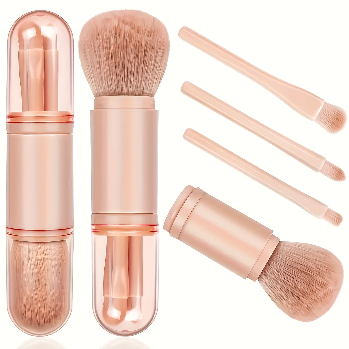 

2020 Chic 4pcs Travel Makeup Brush Set - Compact & For Foundation, Powder, And Eyeshadow - Soft Nylon , Scent-free, Ideal Gift For Valentine's Day