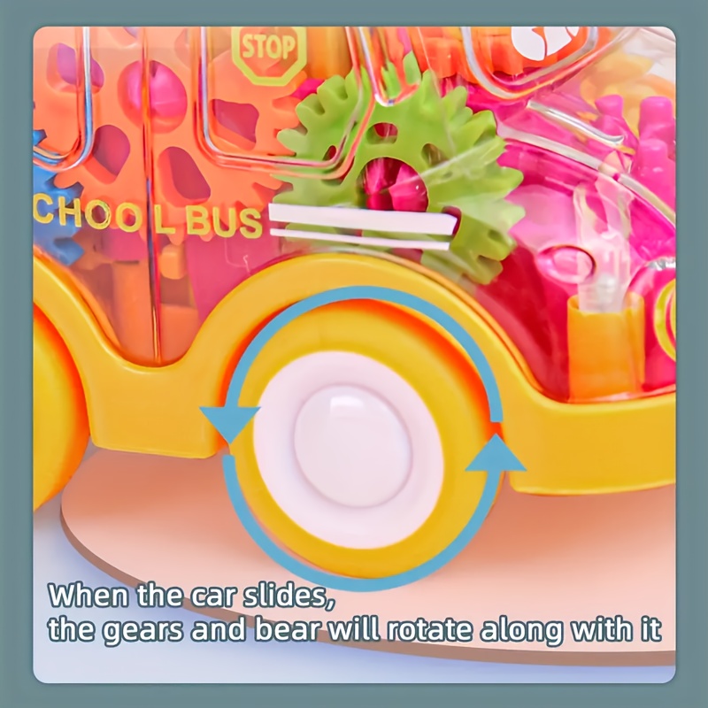 Transparent Cartoon Gear Toy Car, Educational Pull Back Model