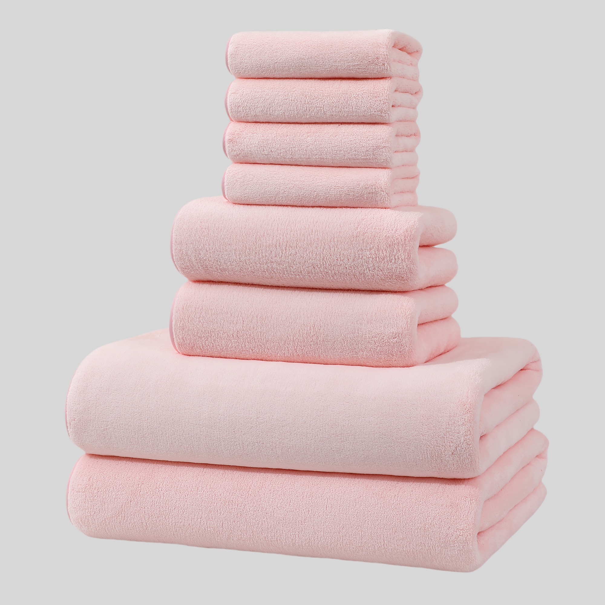 Image of 8pcs Towel Set, Including 2 Bath Towels (70 X 140cm), 2 Hand Towels (42 X 70cm), And 4 Washcloths (35 X 35cm). Quick-drying, Absorbent, And Lightweight, Perfect For Home, Hotel, And Spa Use. Ideal For