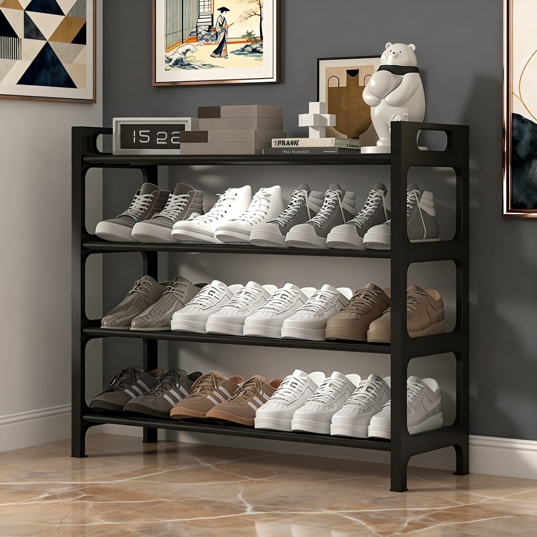TEMU Shoe Rack - Men's Shoe And Boot Storage Rack, Metal And Plastic Widened Stable Material, Small Footprint Shoe Storage For Dormitories, Suitable