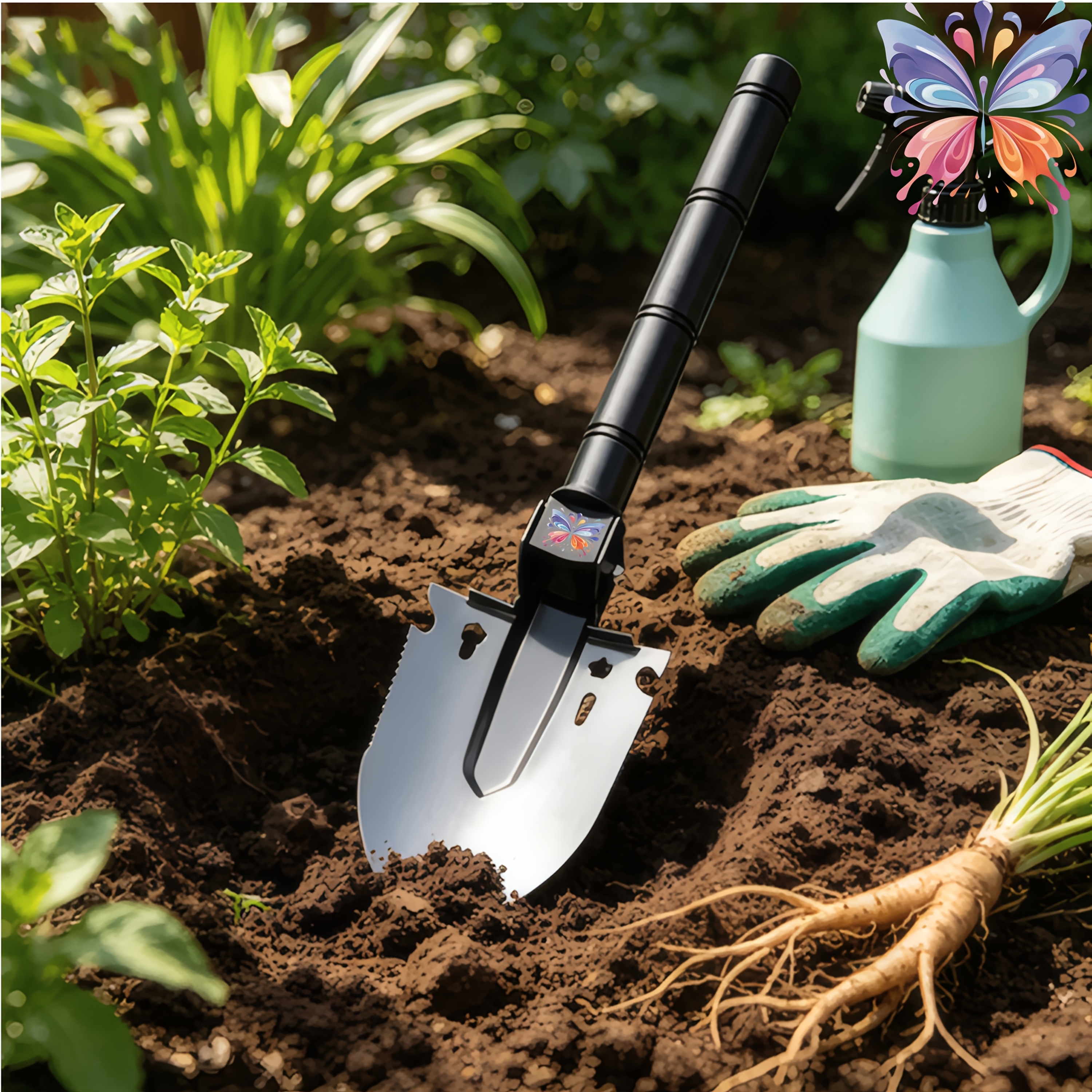 Gradient Butterfly Pattern Multifunctional Outdoor Shovel