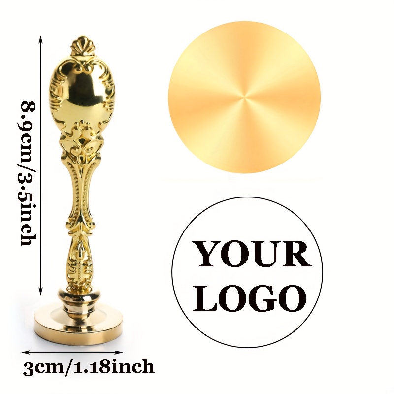 TEMU Briartw Personalized Wax Seal Stamper With Custom Picture/logo & Vintage Brass Handle - Heavy-duty Maker For Diy Invitations, Letters, Cards,